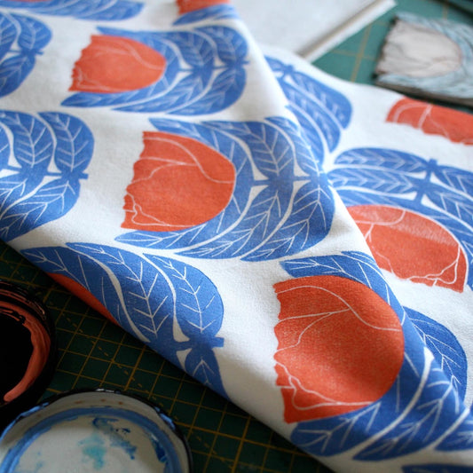 Large Tulip Block Print on Fabric