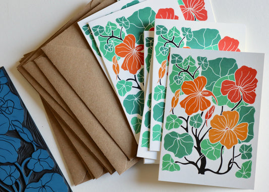 Nasturtium Linocut Notecard set