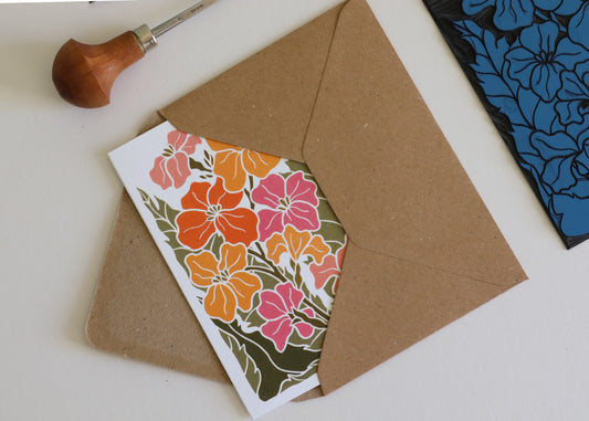 Sunset Ember Wallflowers Luxury Cotton Card | Single Card & Envelope