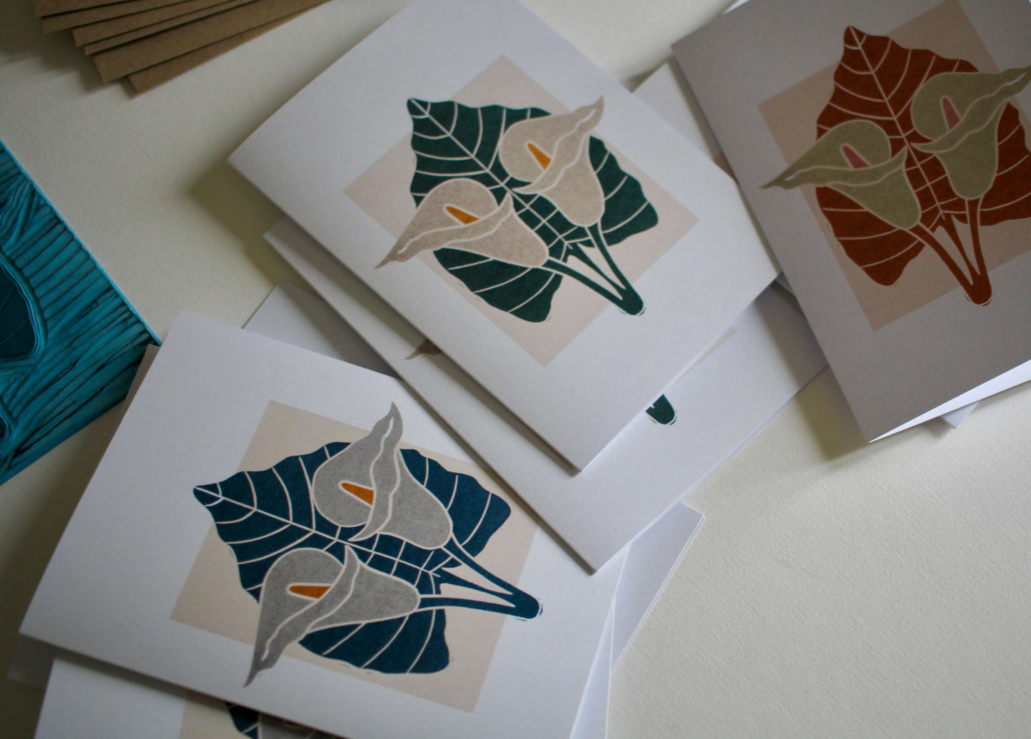 Calla Lily Block Print Notecards | Set of 8 Notecards & Envelopes