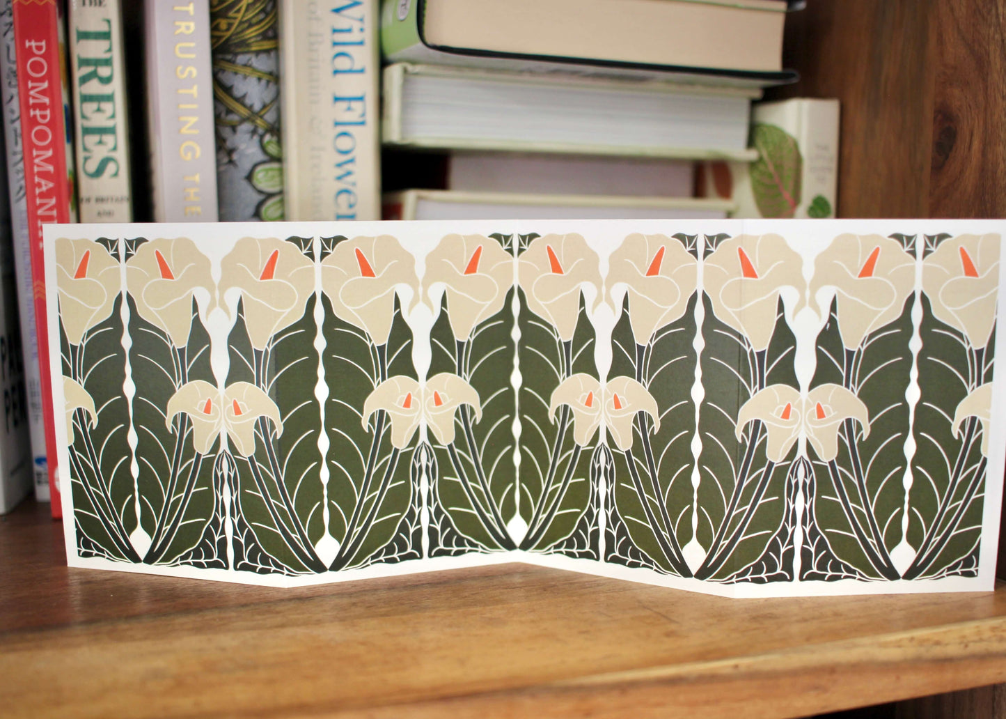 Calla Lily Linocut Concertina Card | Single Card & Envelope
