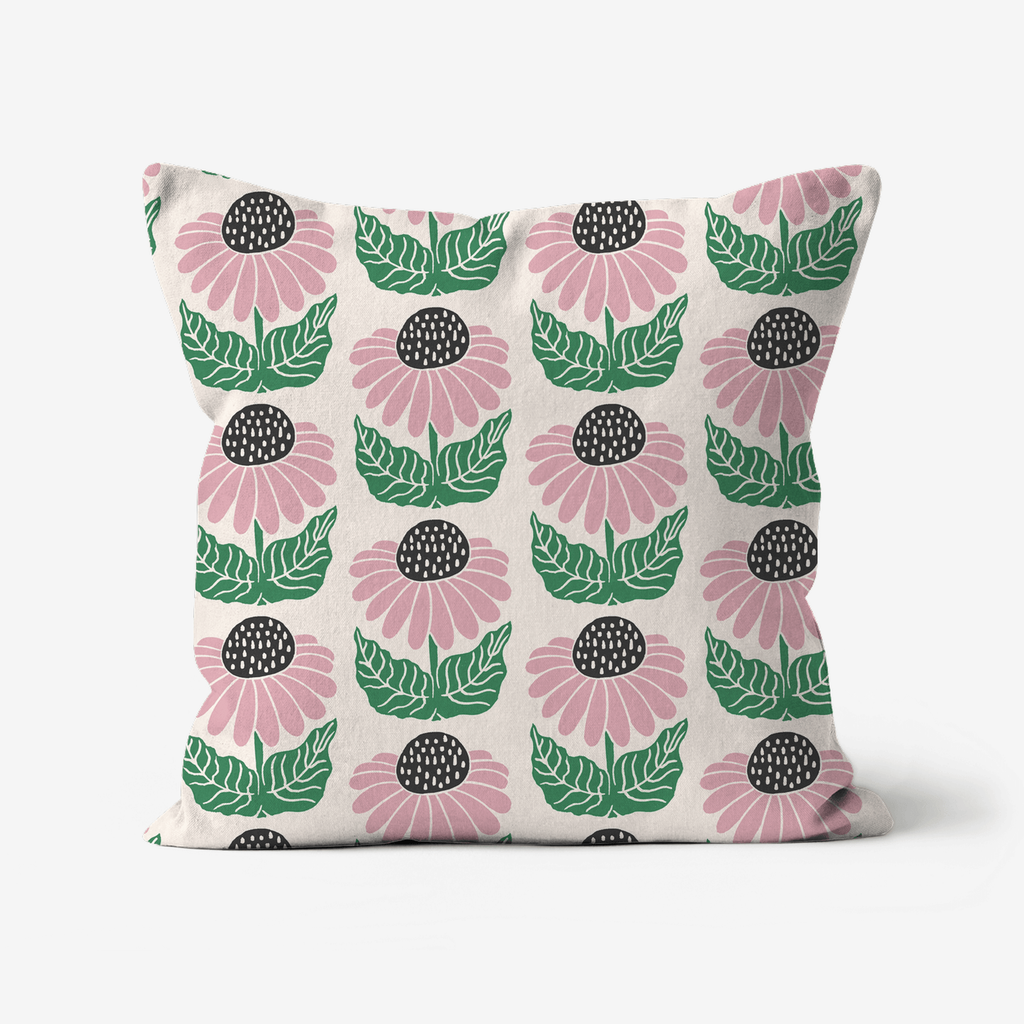 Cone Flower Block Print Cushion