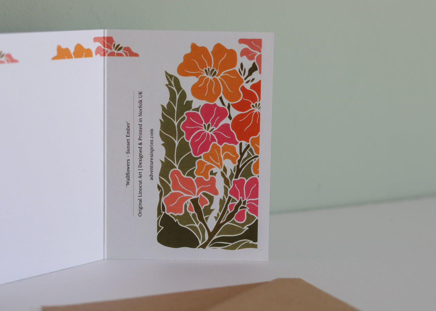 Sunset Ember Wallflower Garland Card | Single Card & Envelope