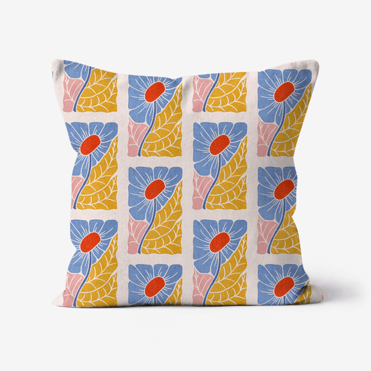 Summer Flower Block Print Design Cushion