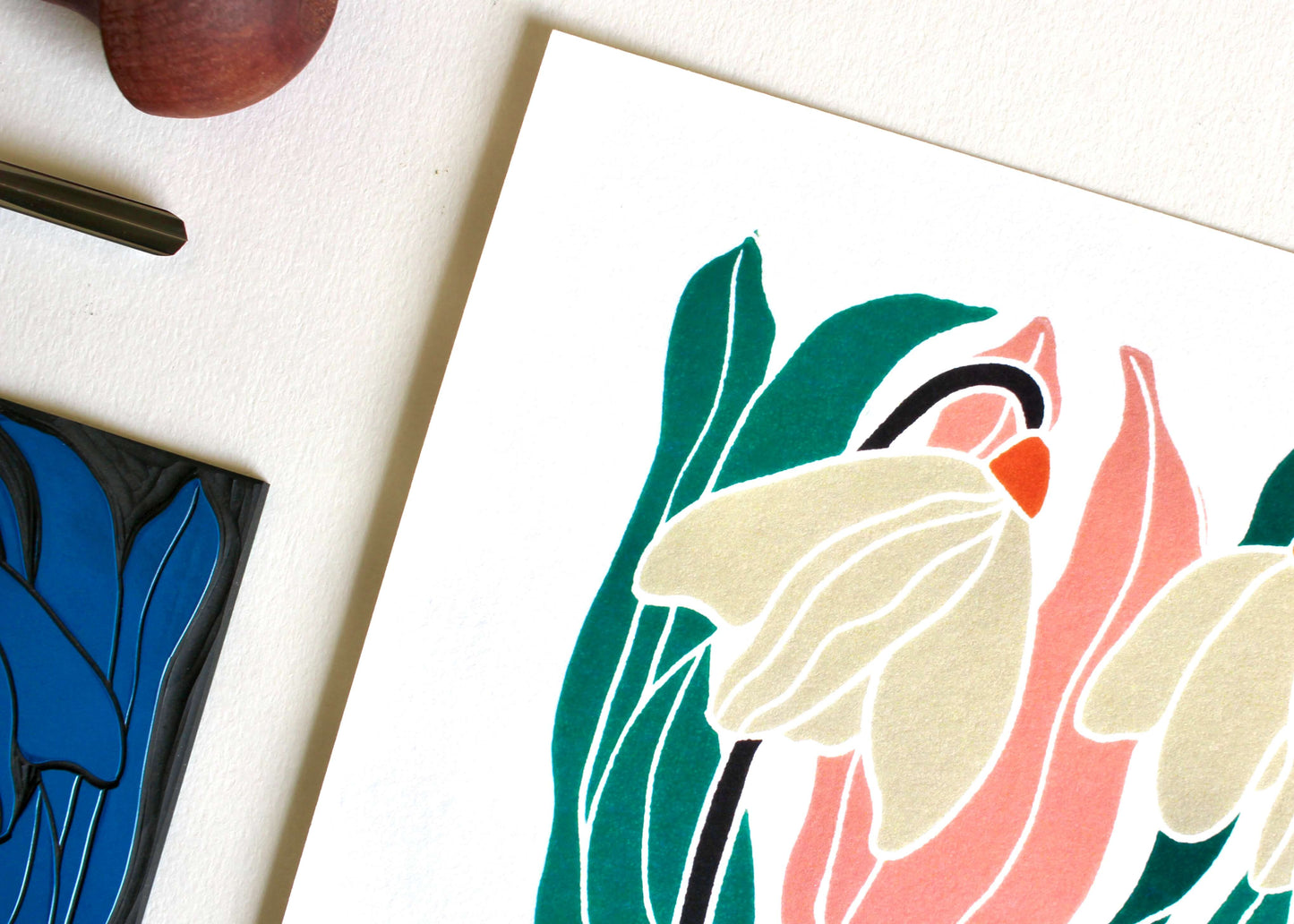 Snowdrops Linocut Art Print - Unframed A5 or A4