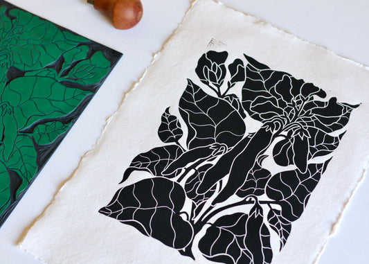 Heritage Kitchen Garden - Runner Beans | Hand printed on Cotton Rag Paper