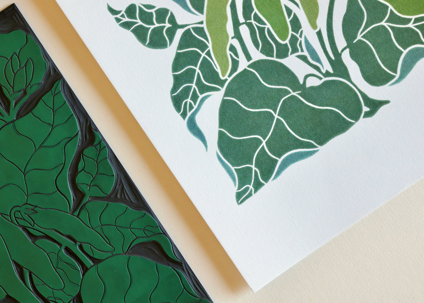 Heritage Kitchen Garden - Runner Beans Linocut | A5 or A4 Art Print on Cotton Paper