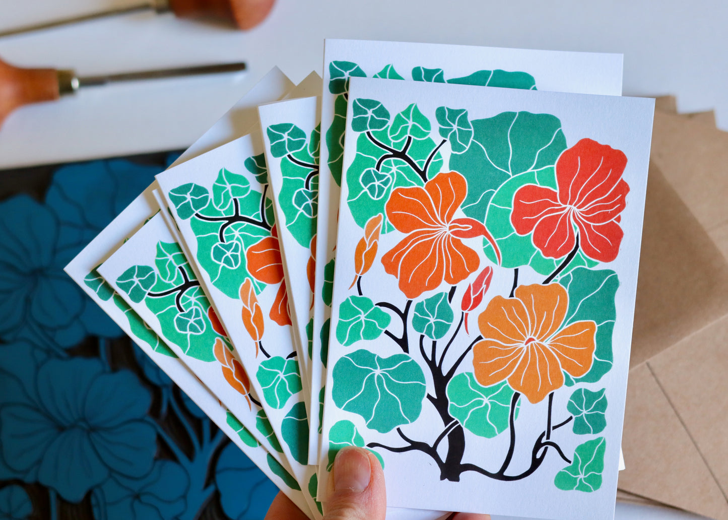 Heritage Kitchen Nasturtium Notecards | Set of 8 Notecards & Envelopes