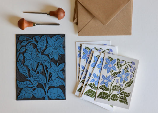 Heritage Kitchen Borage Notecards | Set of 8 Notecards & Envelopes