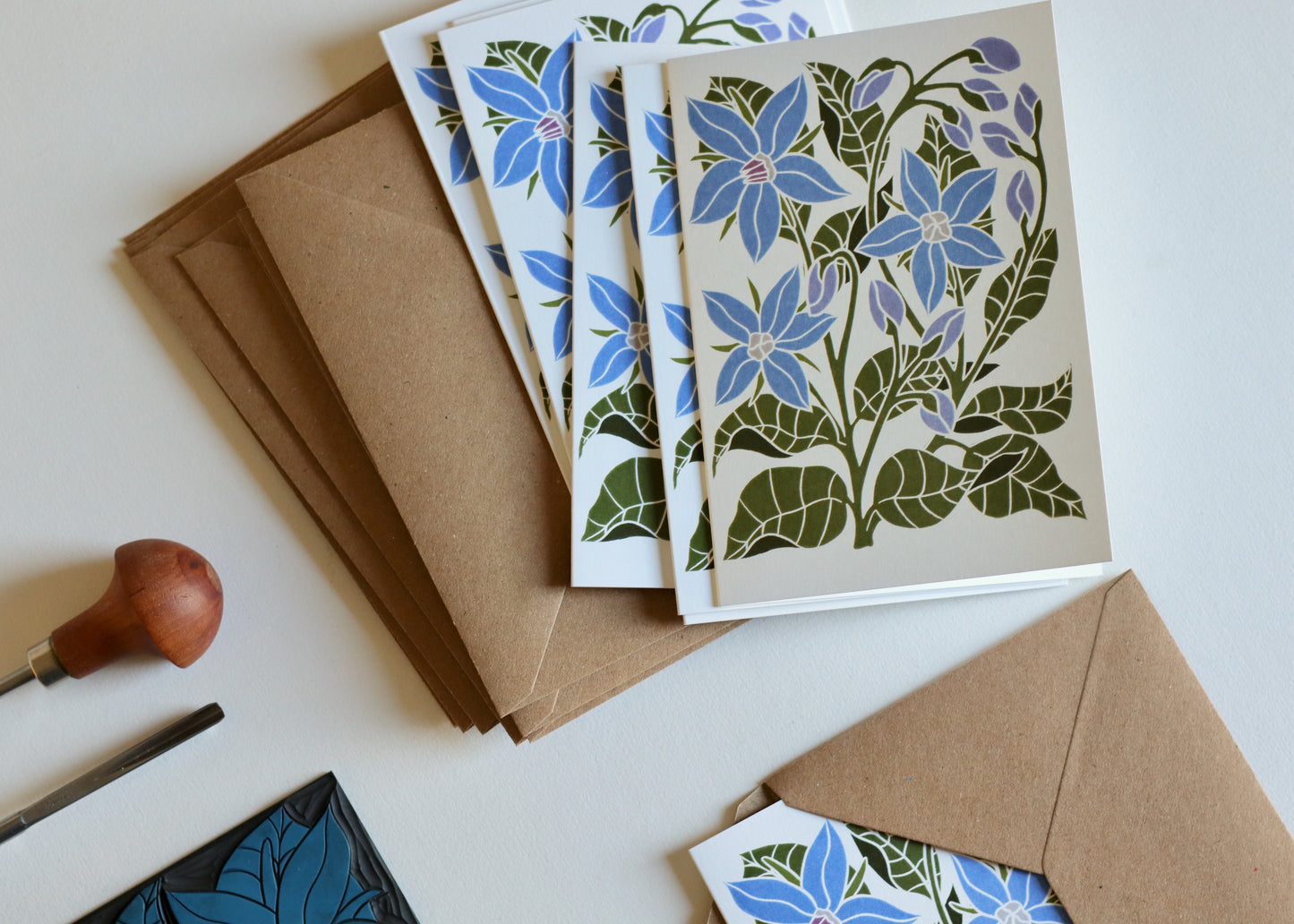Heritage Kitchen Borage Notecards | Set of 8 Notecards & Envelopes