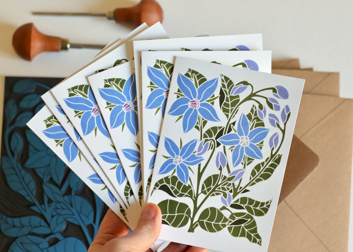 Heritage Kitchen Borage Notecards | Set of 8 Notecards & Envelopes