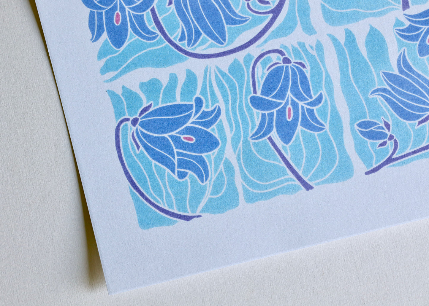 Scottish Bluebells Linocut Art | A4 Art Print on Cotton Paper