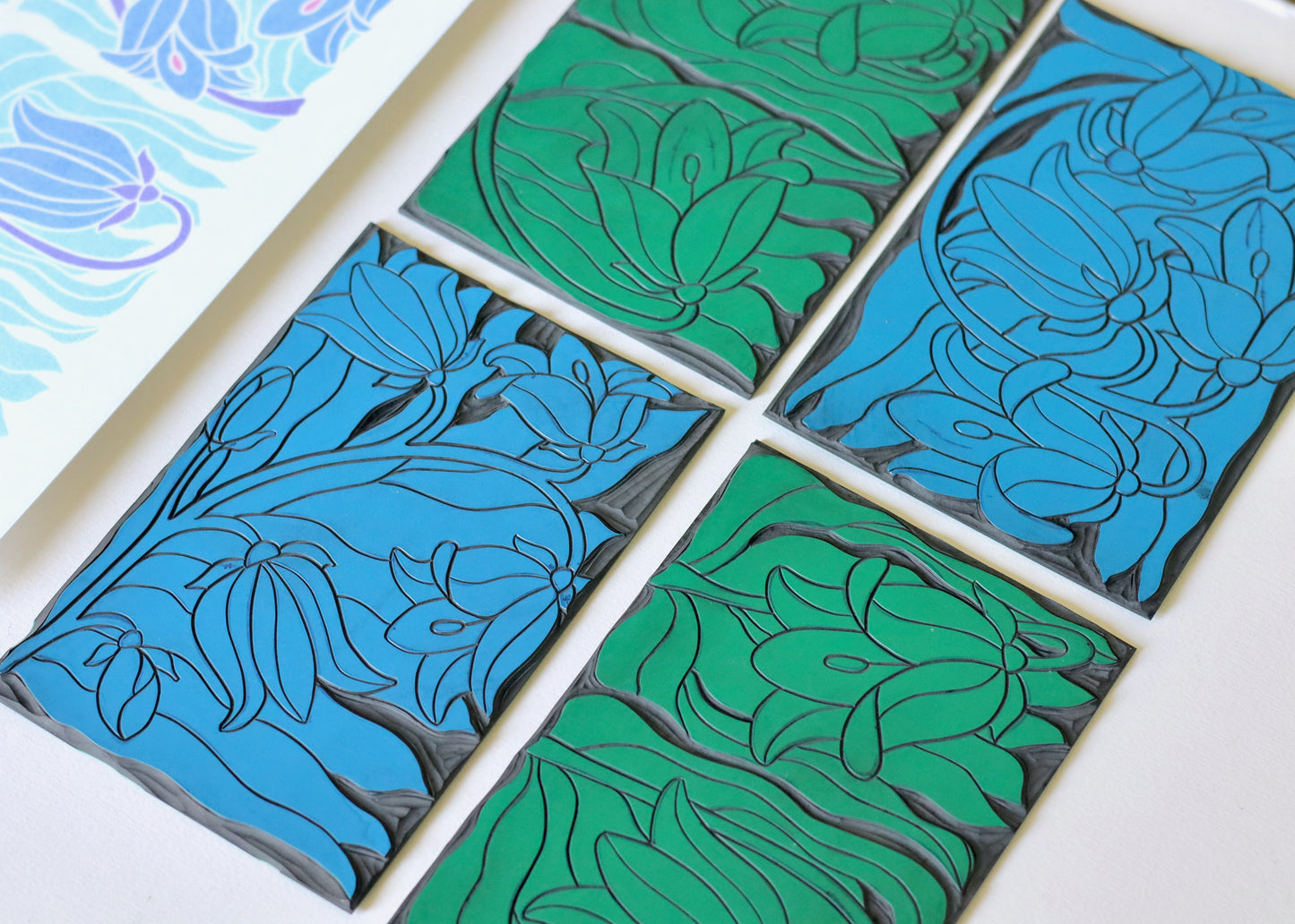 Scottish Bluebells Linocut Art | A4 Art Print on Cotton Paper