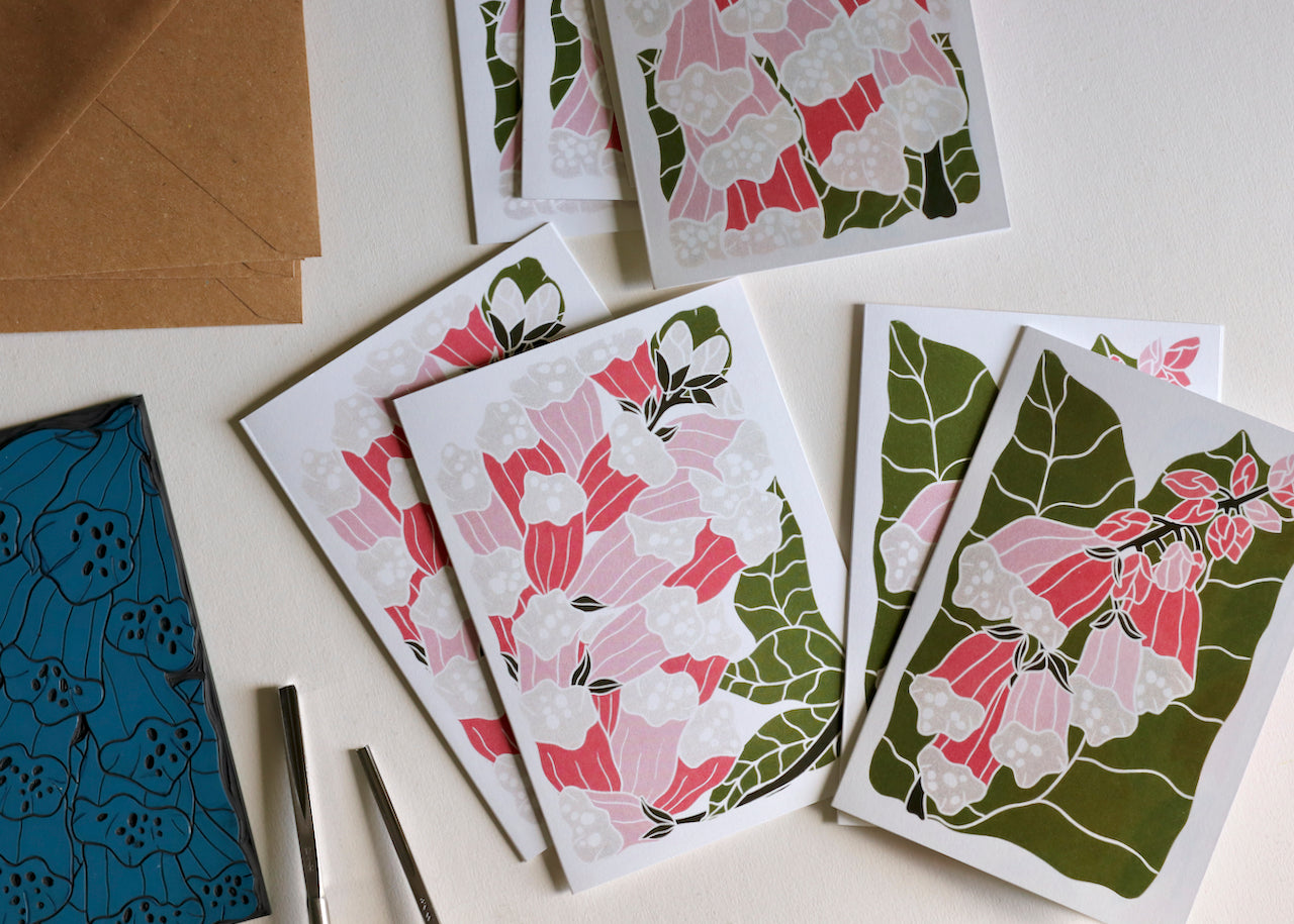 British Woodland Foxglove Notecards | Set of 8 Notecards & Envelopes