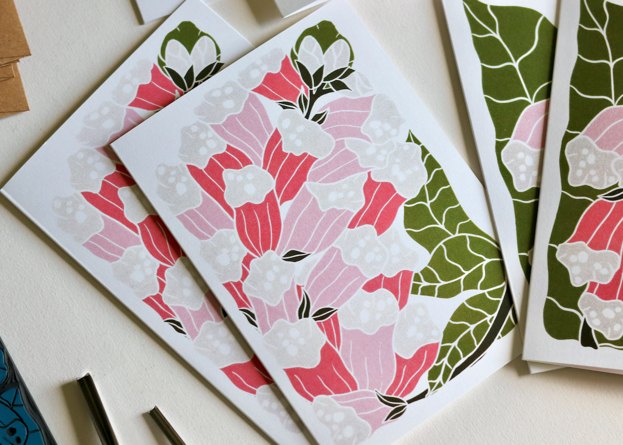 British Woodland Foxglove Notecards | Set of 8 Notecards & Envelopes