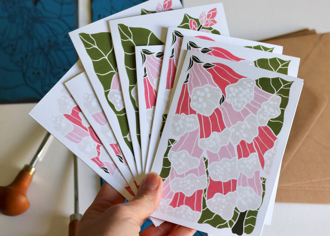 British Woodland Foxglove Notecards | Set of 8 Notecards & Envelopes