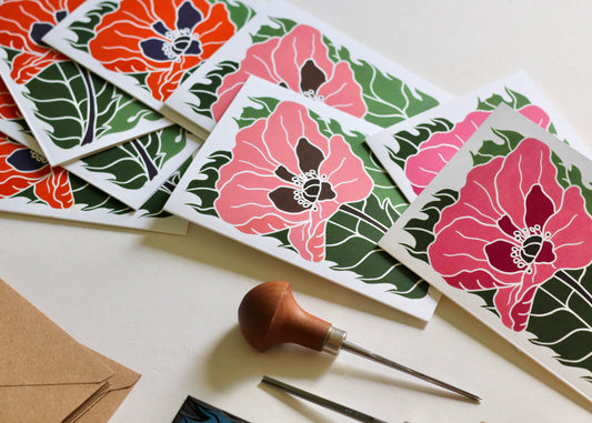 Wild Poppies in Pink Notecards | Set of 8 Notecards & Envelopes