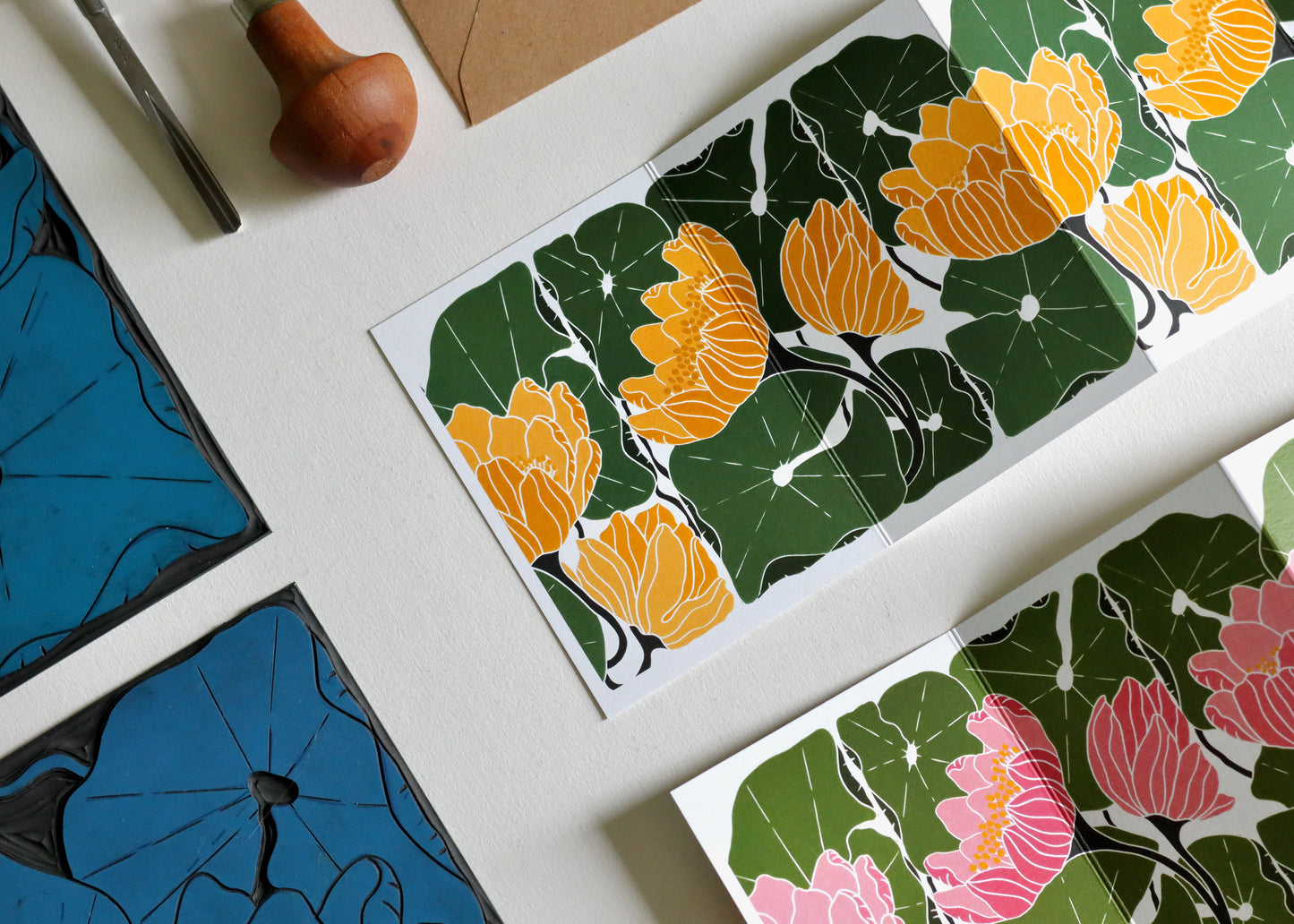 Summer Water Lilies Concertina Card | Single Card & Envelope