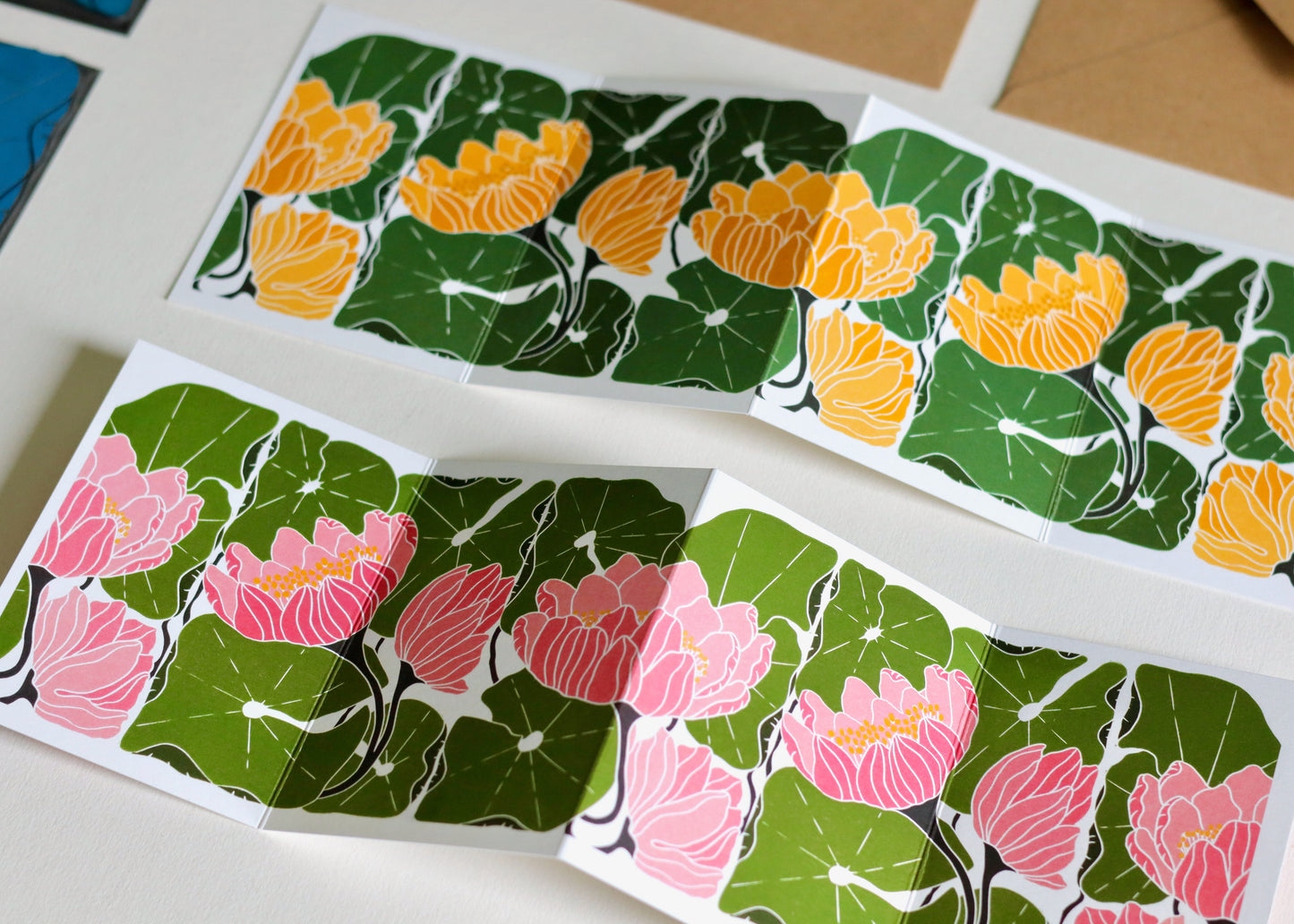 Summer Water Lilies Concertina Card | Single Card & Envelope