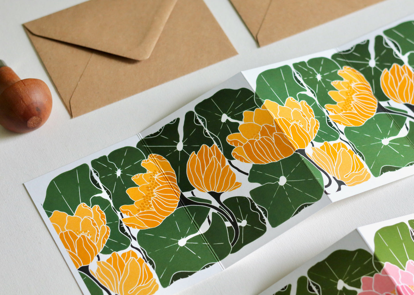 Summer Water Lilies Concertina Card | Single Card & Envelope
