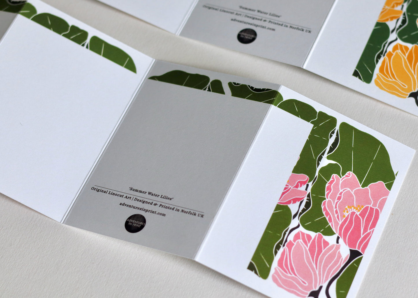 Summer Water Lilies Concertina Card | Single Card & Envelope