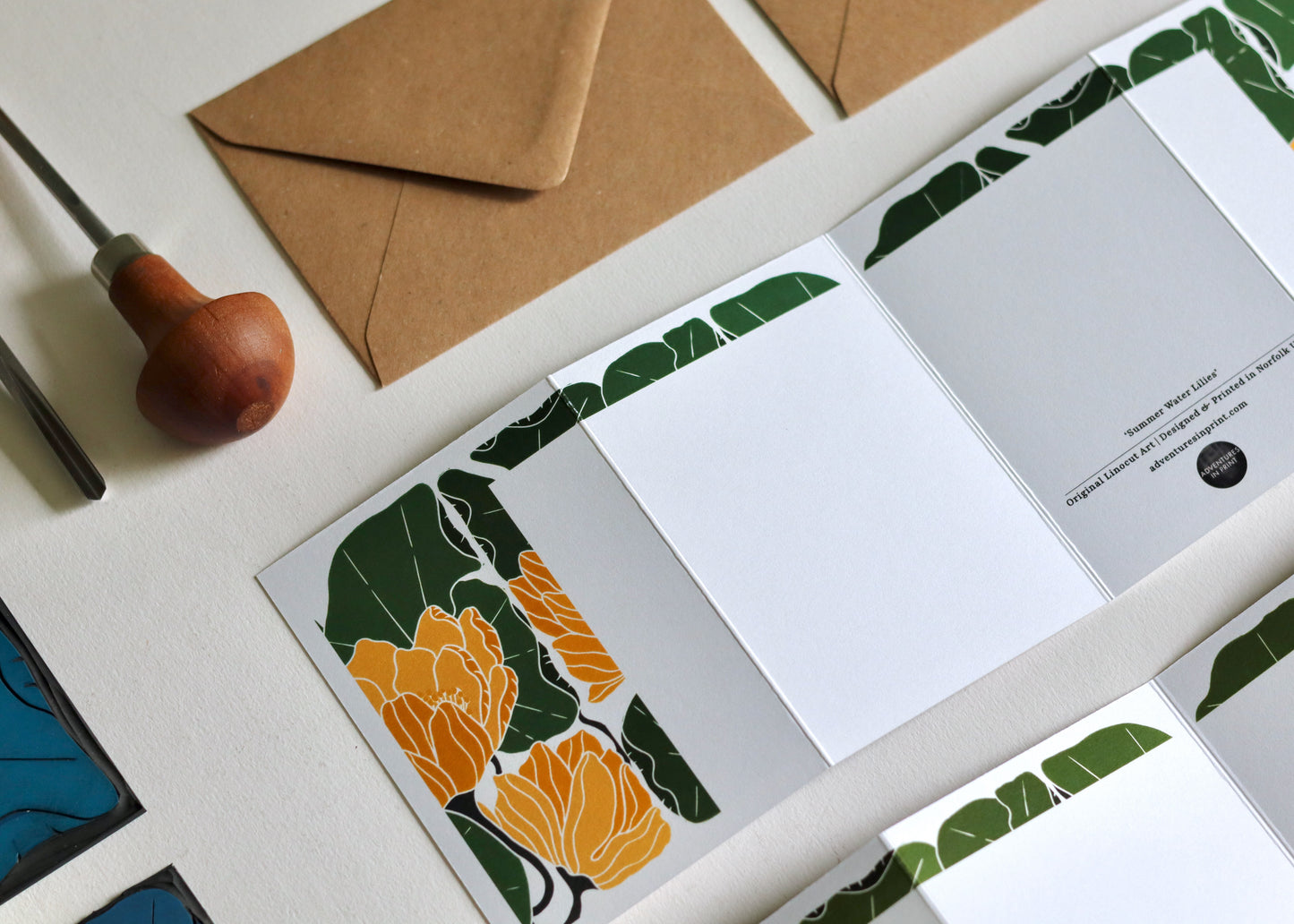 Summer Water Lilies Concertina Card | Single Card & Envelope