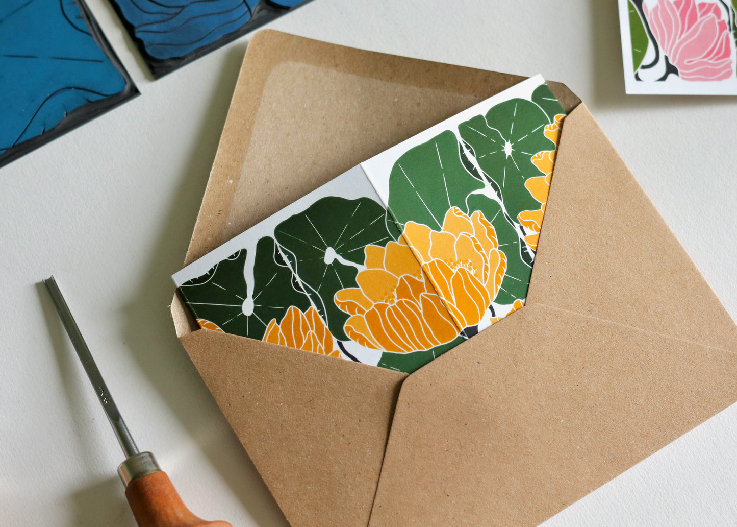 Summer Water Lilies Concertina Card | Single Card & Envelope
