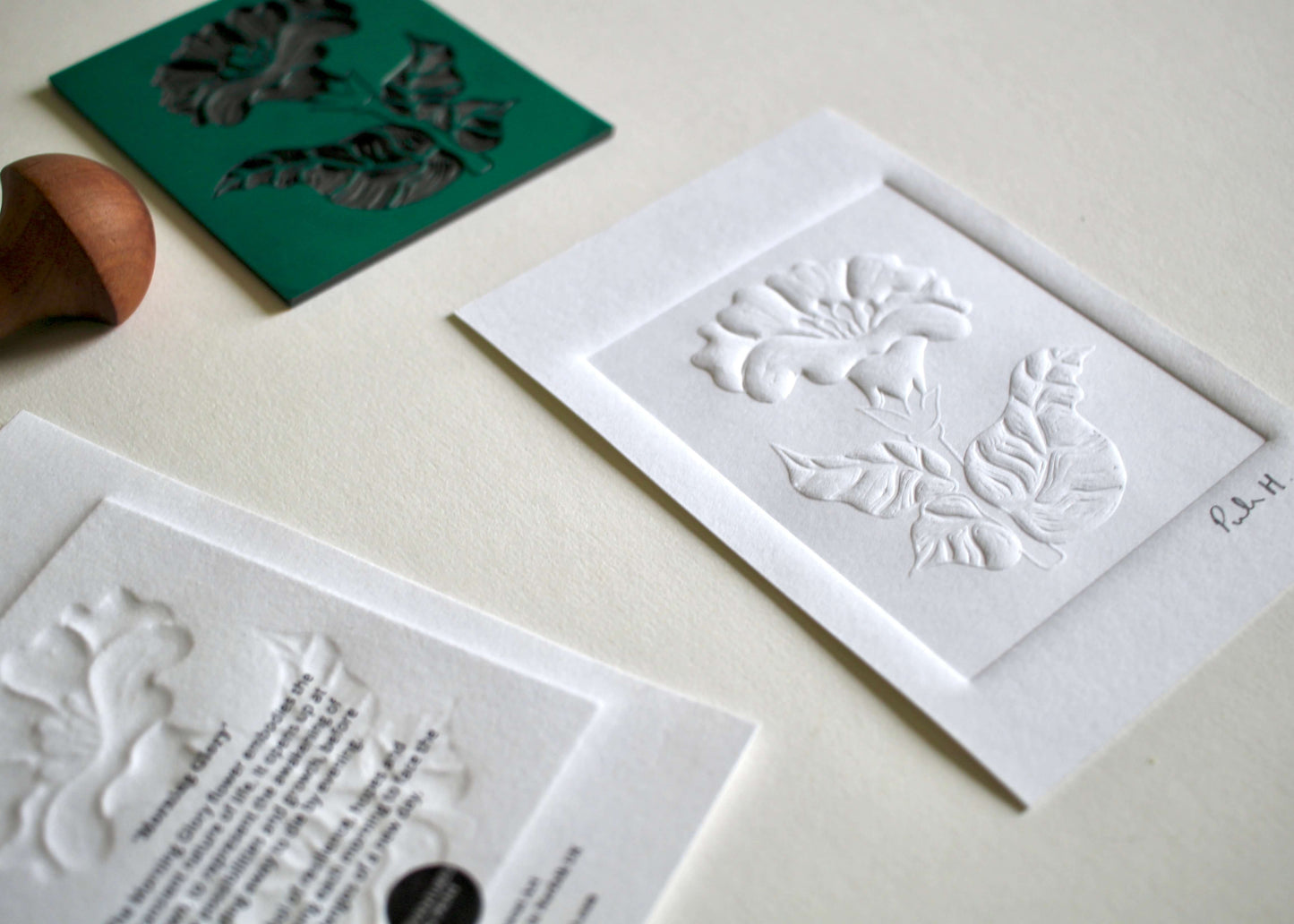 Morning Glory Flower Blind Embossed Mini Print