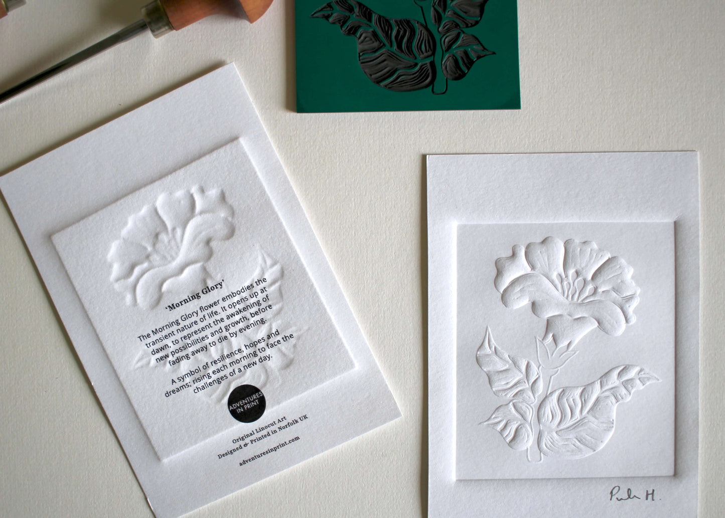 Morning Glory Flower Blind Embossed Mini Print