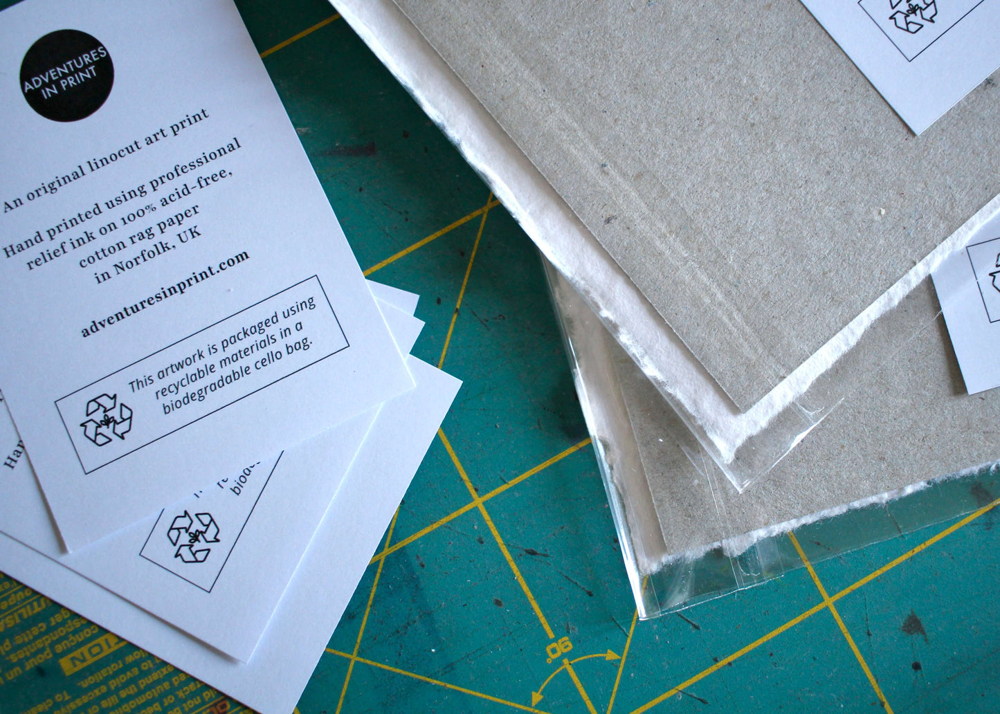 Hand Printed Snowdrops Linocut on Cotton Rag Paper