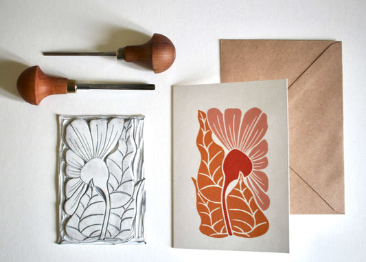 Golden Autumn Floral Greeting Card | Single Card & Envelope