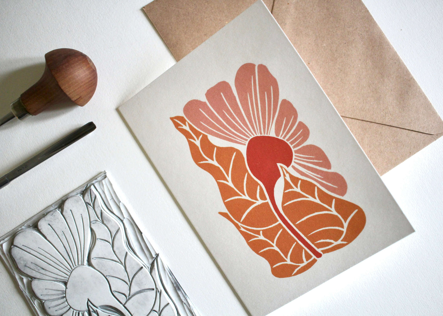 Golden Autumn Floral Greeting Card | Single Card & Envelope