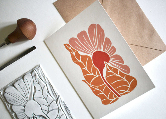 Golden Autumn Floral Greeting Card | Single Card & Envelope