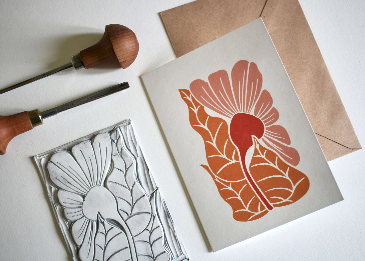 Golden Autumn Floral Greeting Card | Single Card & Envelope