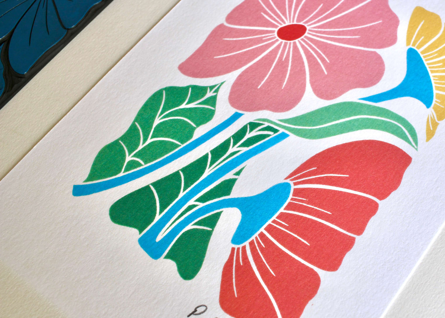 Bold & Beautiful Floral Linocut Art Print - A5