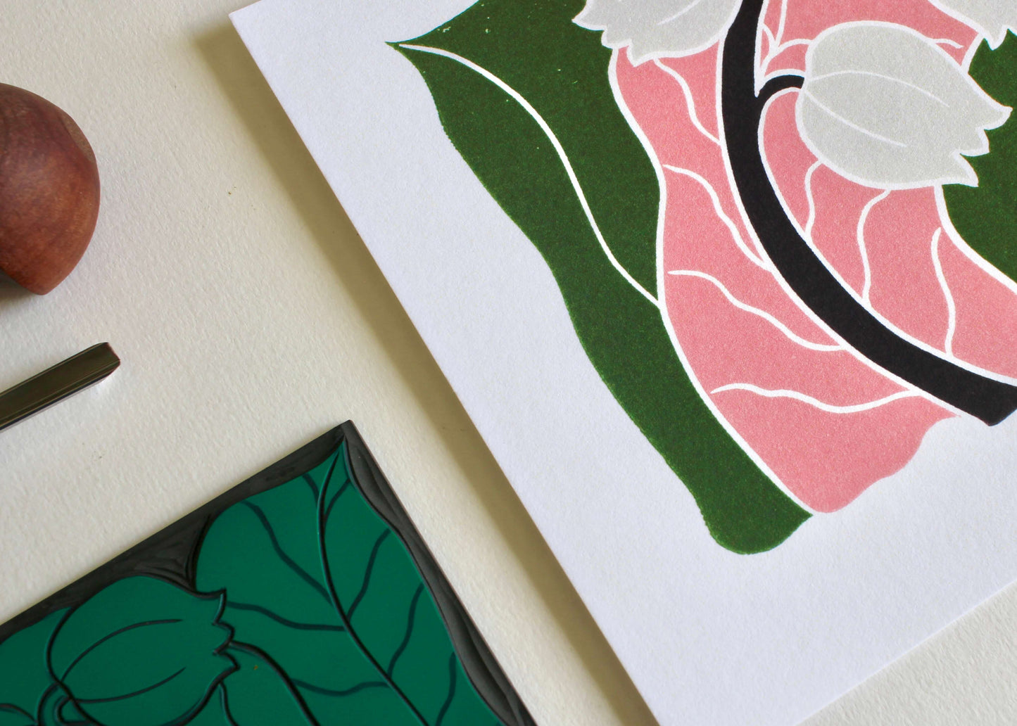 Lily of the Valley Linocut Art Print - A5