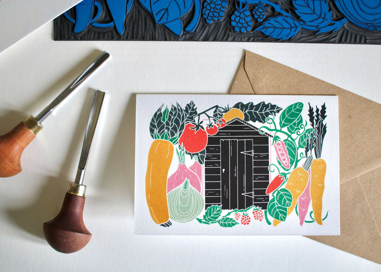 On the Allotment Linocut Greeting Card | Single Card & Envelope