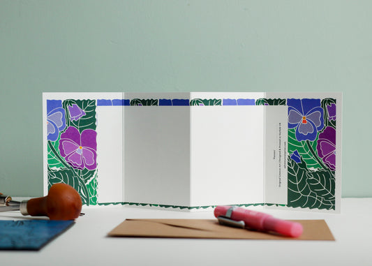 Garden Pansies Flower Garland Card | Single Card & Envelope