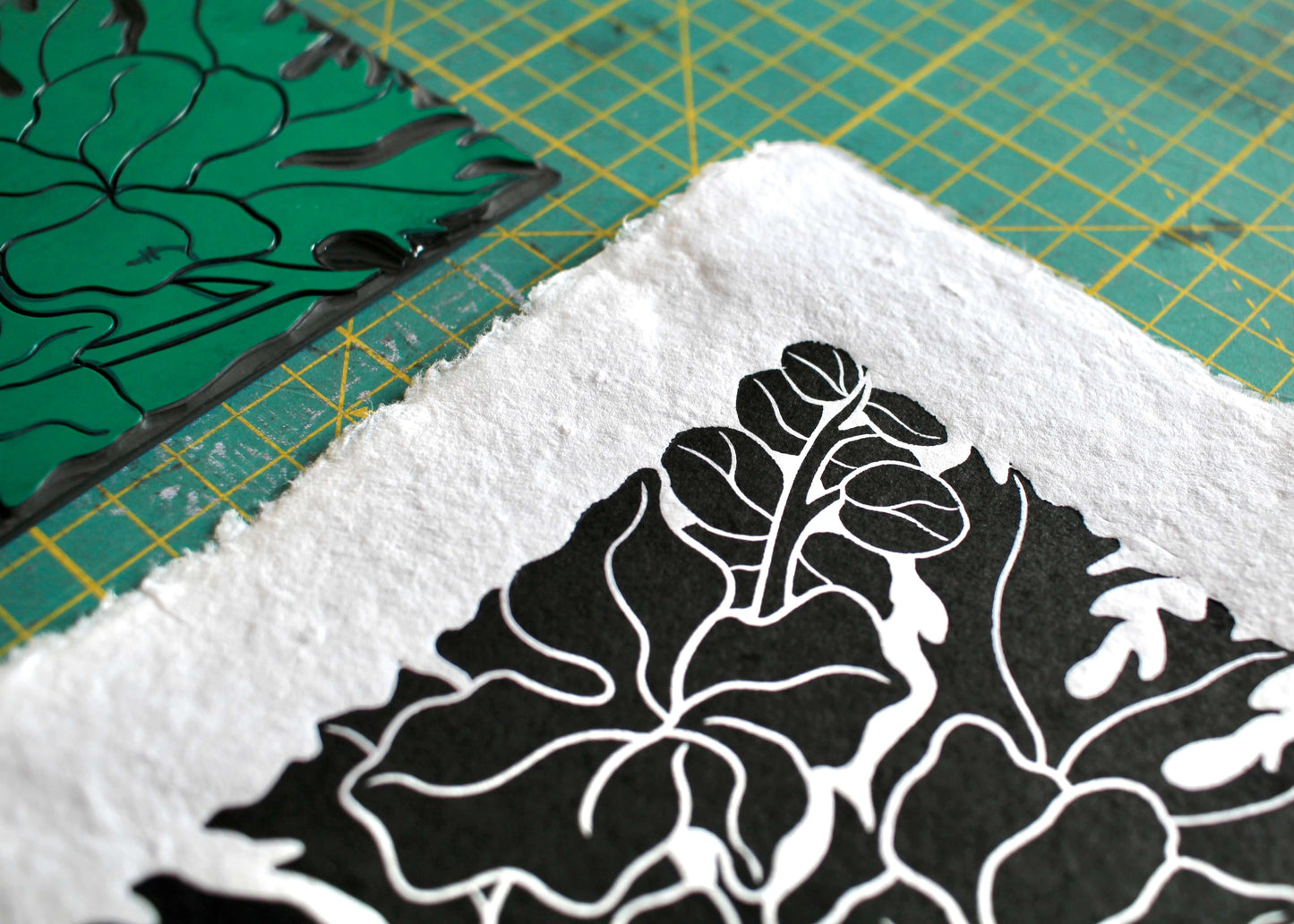 Larkspur Flower Linocut | Handprinted A5 Art Print on Cotton Rag Paper