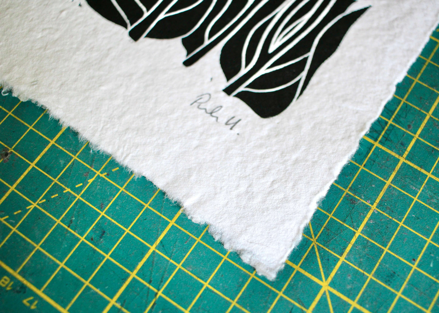 Tulip Flower Linocut | Handprinted A5 Art Print on Cotton Rag Paper