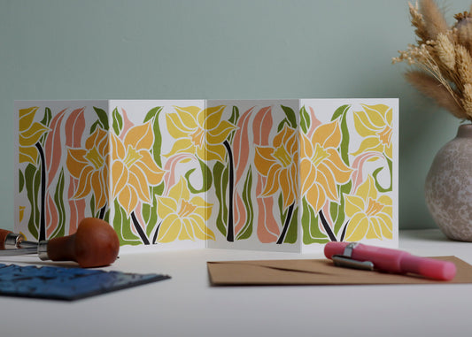 Daffodil Garland Card (March birth flower) | Single Card & Envelope