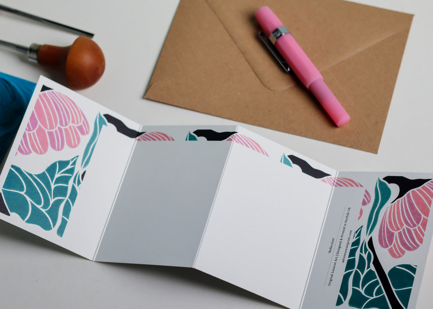 Reflection Abstract Floral Garland Card | Single Card & Envelope