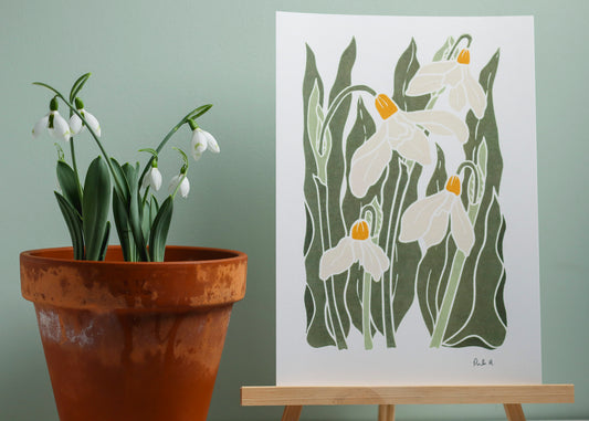 Snowdrops in the Garden | Art Print on Cotton Paper