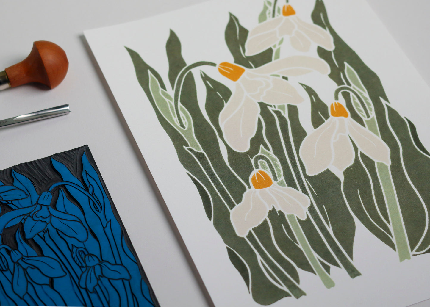 Snowdrops in the Garden | Art Print on Cotton Paper