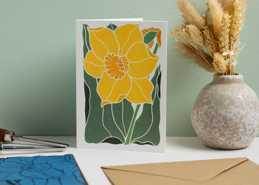 Dancing Daffodil Luxury Cotton Card | Single Card & Envelope