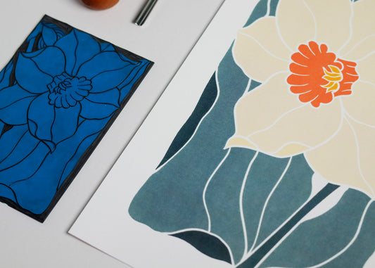 Dancing Bright Daffodil | Art Print on Cotton Paper