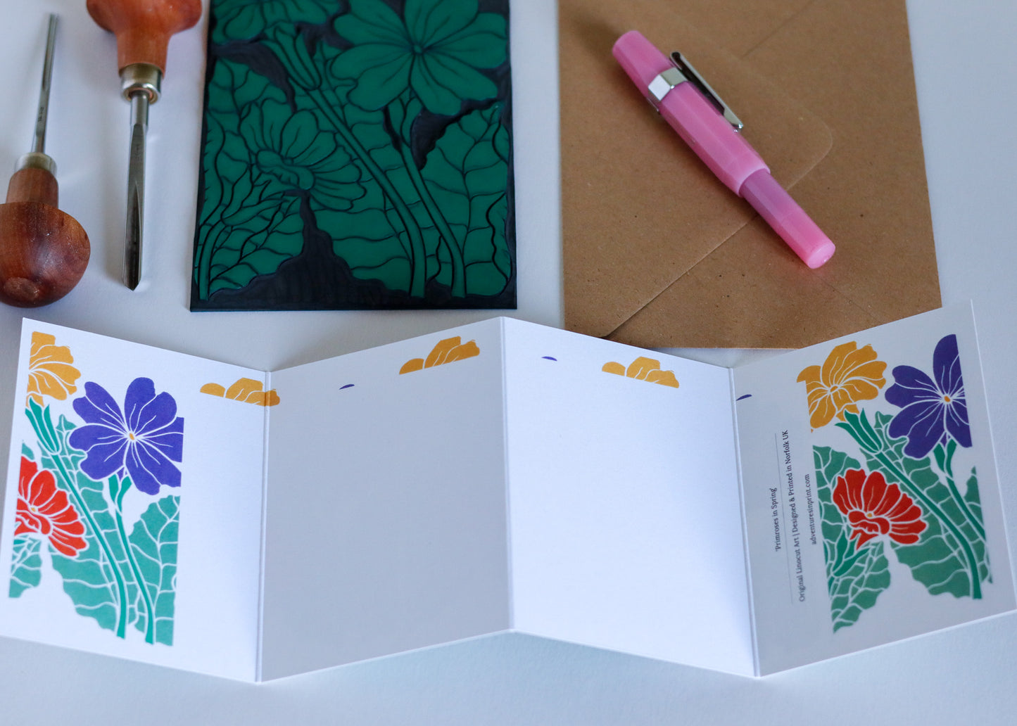 Primroses in Spring Garland Card | Single Card & Envelope