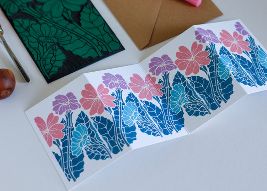 Primroses in Moonlight Garland Card | Single Card & Envelope