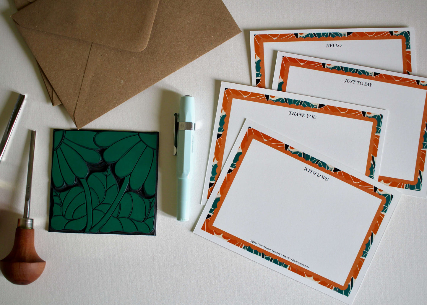 Rudbeckia Linocut Correspondence Cards | Set of 8 Cards & Envelopes