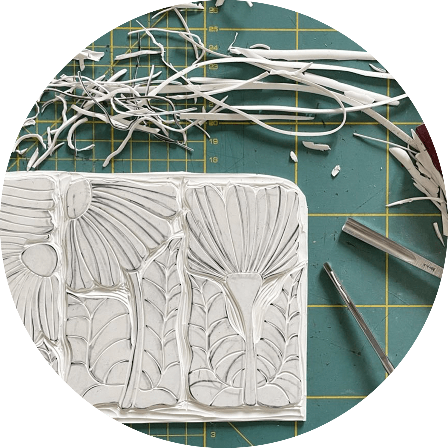 Using lino carving methods to create designs